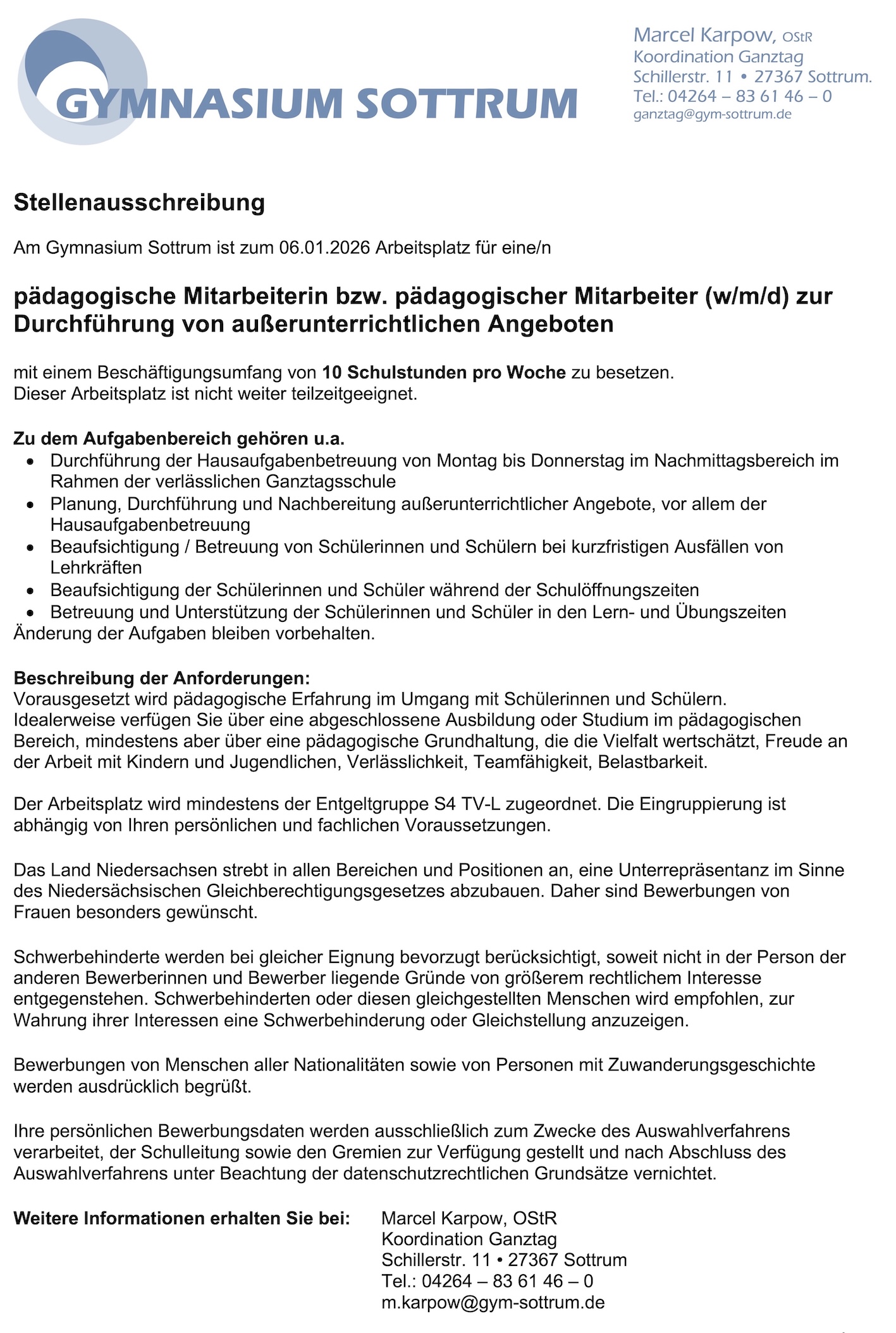 Stellenausschreibung